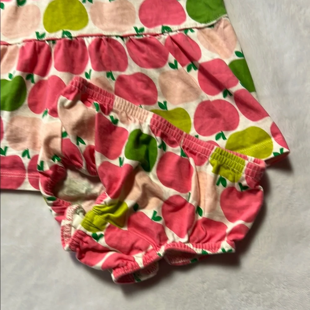 Mini Boden vintage Apple Print Dress and Bloomers Set stitching detail vintage